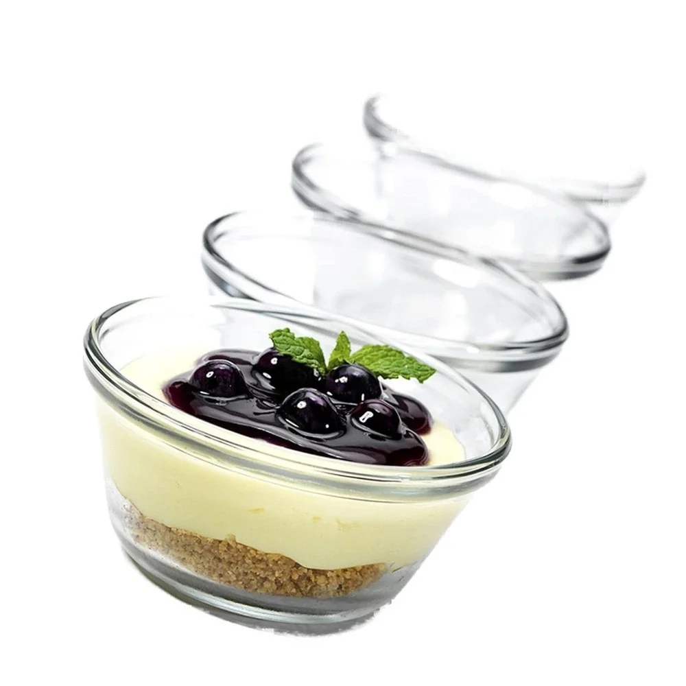 Anchor Hocking 6oz Clear Glass Custard Cups Ramekins Set of 4‎ USA Made 177ml